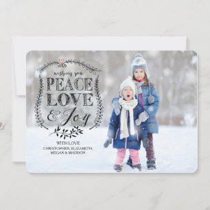 Peace Liebe & Joy Flat Weihnachts-Weihnachtsfotoka Feiertagskarte