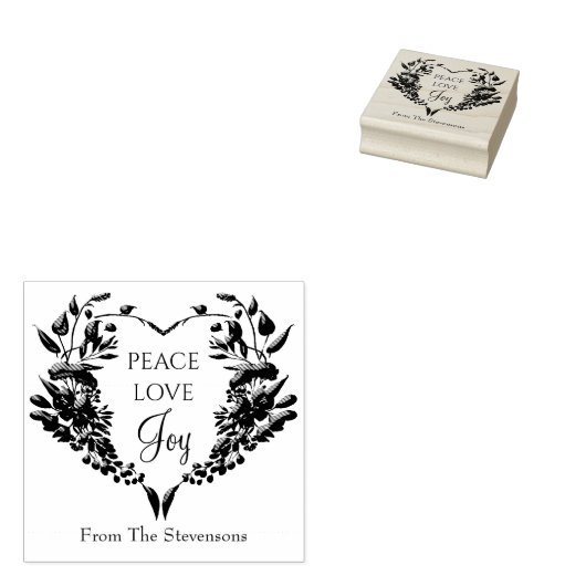 Peace Liebe Joy Floral Christmas Gummistempel (Stempel)