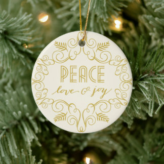 Peace Liebe & Joy Foliage Deko Frame Foto Holiday Keramikornament