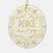 Peace Liebe & Joy Foliage Deko Frame Foto Holiday Keramikornament (Links)