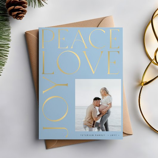 Peace Liebe Joy Foto Goldtypografie Weihnachten