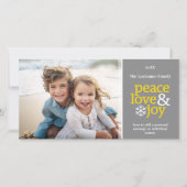 Peace Liebe Joy - Foto - Graugelb Feiertagskarte (Vorderseite)