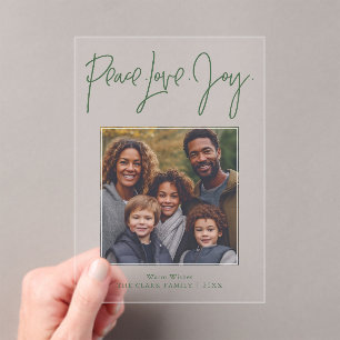 "Peace Liebe Joy" Foto Holiday Acryleinladungen