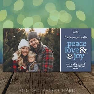 Peace Liebe Joy - Foto - Navy Blue Feiertagskarte