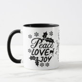 Peace Liebe Joy Funny Holiday Tasse (Links)