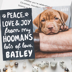 Peace Liebe & Joy Funny Modern Pet Custom Foto Feiertagskarte