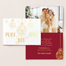 Peace Liebe Joy Gold Burgund Weihnachts-Foto