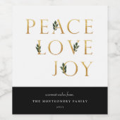 Peace Liebe Joy Golden Botanical Weinetikett (Einzelnes Label)