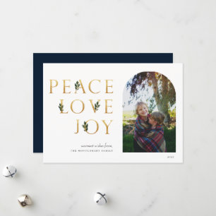 Peace Liebe Joy Golden Foto Feiertagskarte