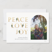 Peace Liebe Joy Golden Foto Feiertagskarte (Vorderseite)