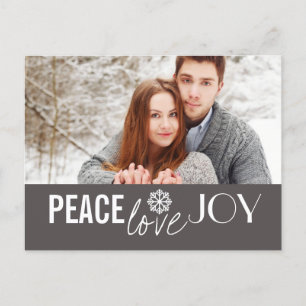 Peace Liebe Joy Gray Snowflake Holiday Postkarten