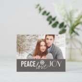 Peace Liebe Joy Gray Snowflake Holiday Postkarten (Stehend Vorderseite)