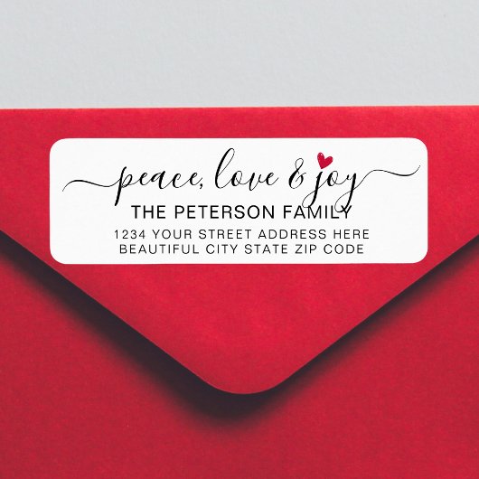 Peace Liebe Joy Heart Christmas Rücksendeadresse