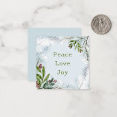 Peace Liebe Joy Holiday Pine Greenery Mitteilungskarte (Vorderseite/Rückseite Beispiel)