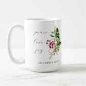 Peace Liebe Joy Holly Berry Holiday Kaffeetasse (Links)