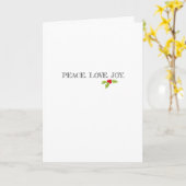 Peace Liebe Joy Holly Frohe Weihnachtstypografie Karte (Gelbe Blume)