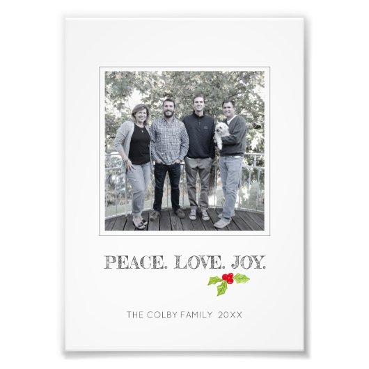 Peace Liebe Joy Holly Merry Christmas Einzigartig Fotodruck (Vorne)