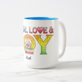 Peace Liebe Joy Knitting Kitty Personalisiert Zweifarbige Tasse (VorderseiteRechts)
