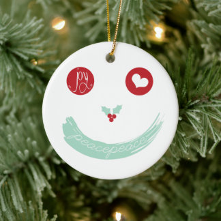 Peace Liebe Joy Lächeln Gesicht Funny Christmas Fo Keramikornament