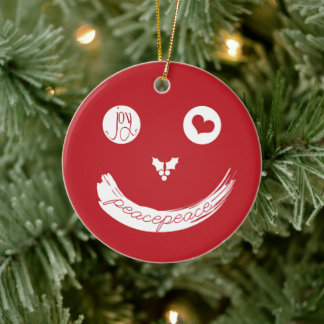 Peace Liebe Joy Lächeln Gesicht Funny Christmas Fo Keramikornament