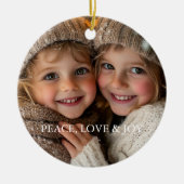 Peace Liebe Joy Minimal Classic Weihnachts-Foto Keramik Ornament (Vorne)
