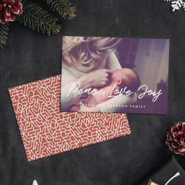 Peace Liebe Joy Modern Typografy Foto Feiertagskarte