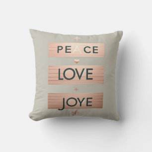Peace Liebe Joy Moderner Goldener Urlaub in Rose Kissen