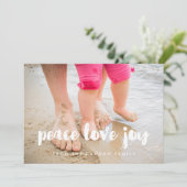 Peace Liebe Joy Modernes Foto Feiertagskarte (Stehend Vorderseite)