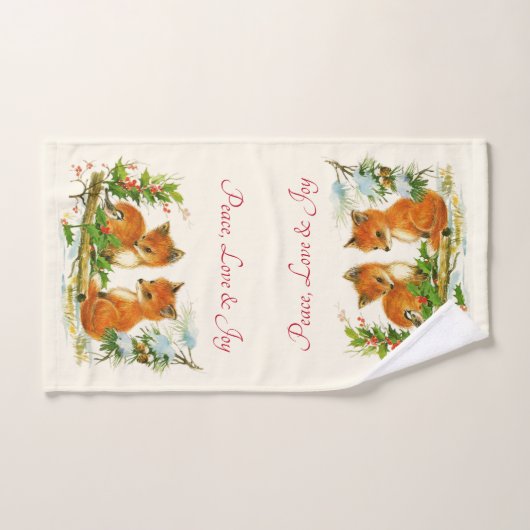 Peace Liebe & Joy Niedlich Winter Foxes Handtuch (Handtuch)