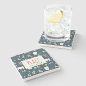 Peace Liebe & Joy Niedliche Weihnachtsmänner Muste Steinuntersetzer (Seitenansicht)