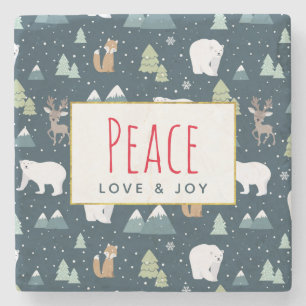 Peace Liebe & Joy Niedliche Weihnachtsmänner Muste Steinuntersetzer