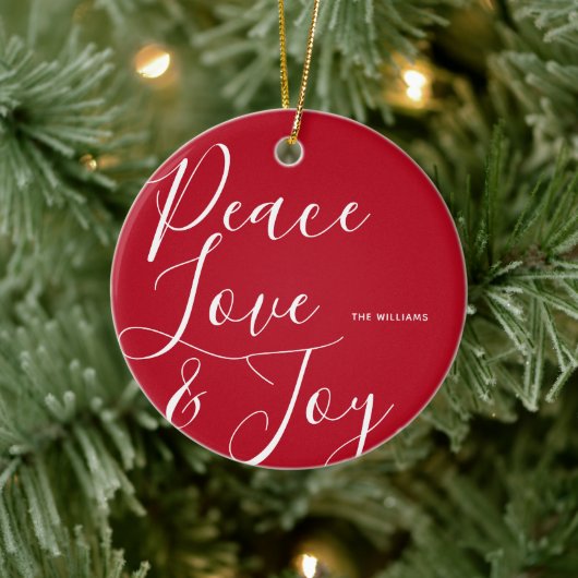 Peace Liebe Joy Personalisierte Weihnachten Keramik Ornament (Baum)