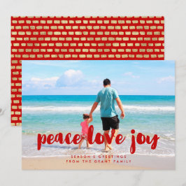 Peace Liebe Joy Red Christmas Family Foto Feiertagskarte
