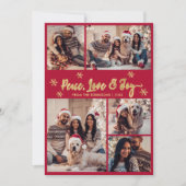 Peace Liebe Joy Red Gold Foto Collage Weihnachten (Vorderseite)