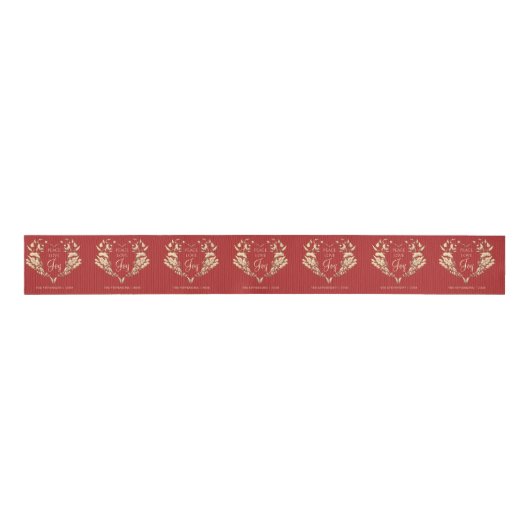Peace Liebe Joy Red Gold Personalisiert Ripsband (Vorderseite)