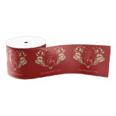 Peace Liebe Joy Red Gold Personalisiert Ripsband (Spule)