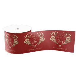 Peace Liebe Joy Red Gold Personalisiert Ripsband