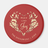 Peace Liebe Joy Red Gold Weihnachten Magnet (Vorne)