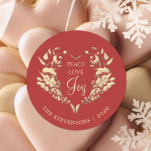 Peace Liebe Joy Red Gold Weihnachten