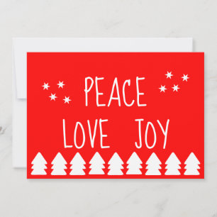 Peace Liebe Joy Red Holiday Card Feiertagskarte