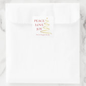 Peace Liebe Joy| Red White |Personalisiert Quadratischer Aufkleber (Tasche)