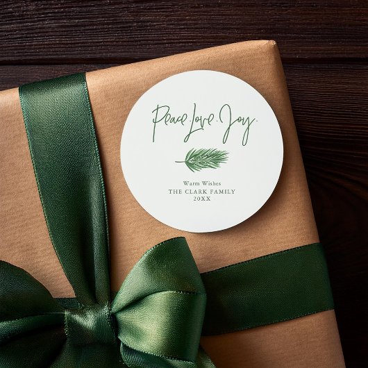 "Peace Liebe Joy" Runder Aufkleber