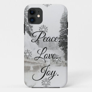 Peace Liebe Joy Schwarz-Weiß-Schneefälle Case-Mate iPhone Hülle