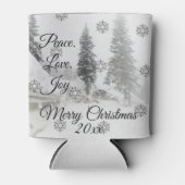 Peace Liebe Joy | Schwarz-Weiß-Schneefälle Dosenkühler (Vorderseite)