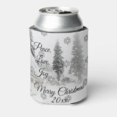 Peace Liebe Joy | Schwarz-Weiß-Schneefälle Dosenkühler (Kanne Rückseite)