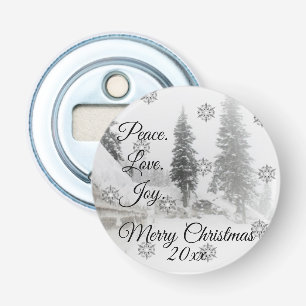 Peace Liebe Joy Schwarz-Weiß-Schneefälle Flaschenöffner