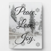 Peace Liebe Joy | Schwarz-Weiß-Schneefälle Fotoplatte (Vorderseite)