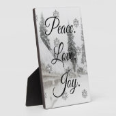 Peace Liebe Joy | Schwarz-Weiß-Schneefälle Fotoplatte (Seite)