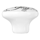 Peace Liebe Joy | Schwarz-Weiß-Schneefälle Keramikknauf (Seitenansicht)