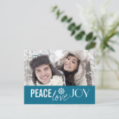 Peace Liebe Joy Sky Snowflake Holiday Postkarten (Stehend Vorderseite)
